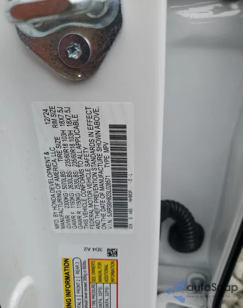 2025 Honda Cr-V Sport-L z USA, uszkodzony, nr VIN 5J6RS6H82SL028571